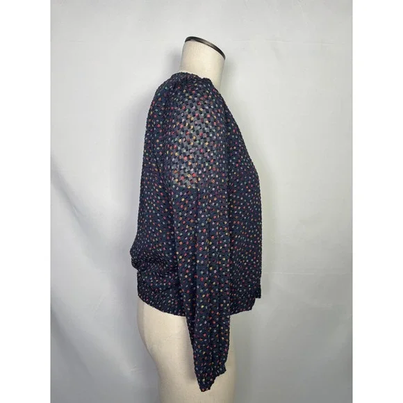 Madewell Womens Medium Top Lyric Wrap Top In Sugar Dot Balloon Sleeve Blouse - Picture 3 of 14